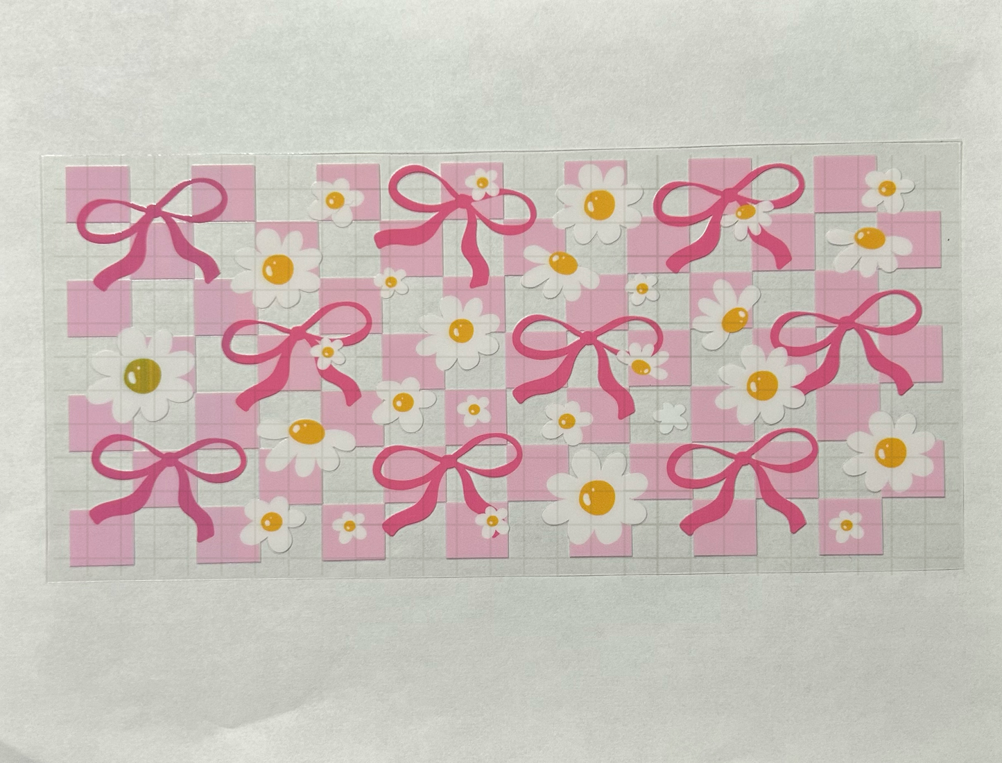 #25 - UV DTF 16 oz cup wrap - Pink bows UV DTF wrap