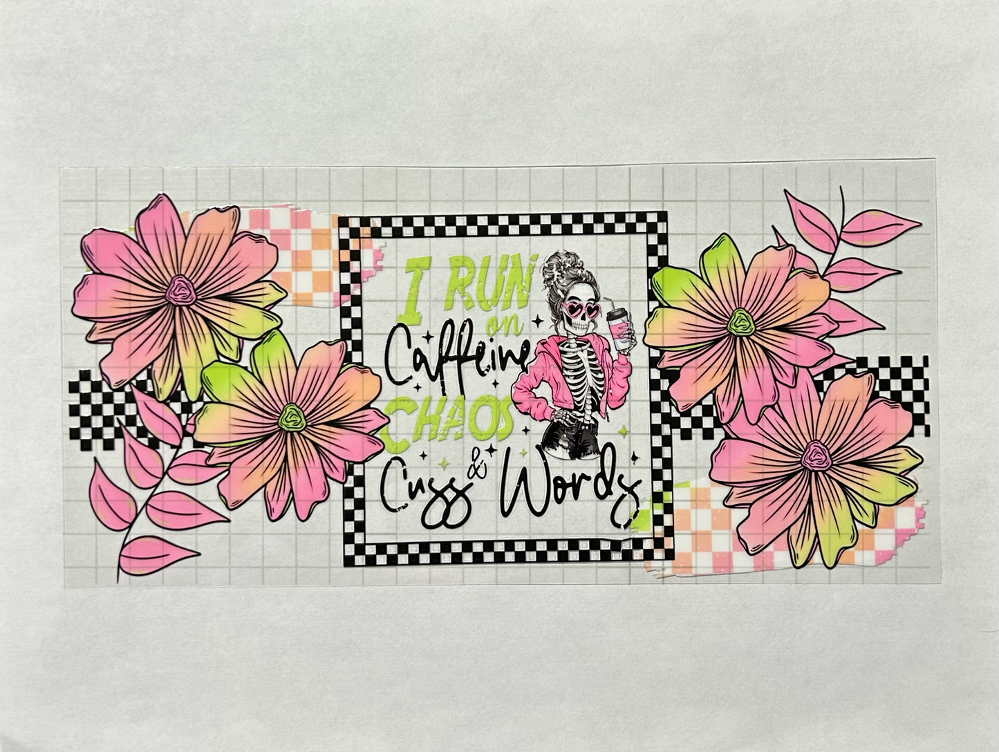 #31 - UV DTF 16 oz cup wrap - Caffine & cuss words UV DTF wrap