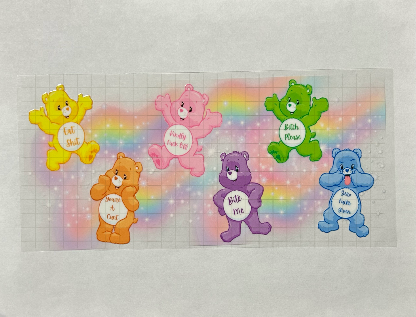 #49 - UV DTF 16 oz cup wrap - Swear Bears UV DTF wrap