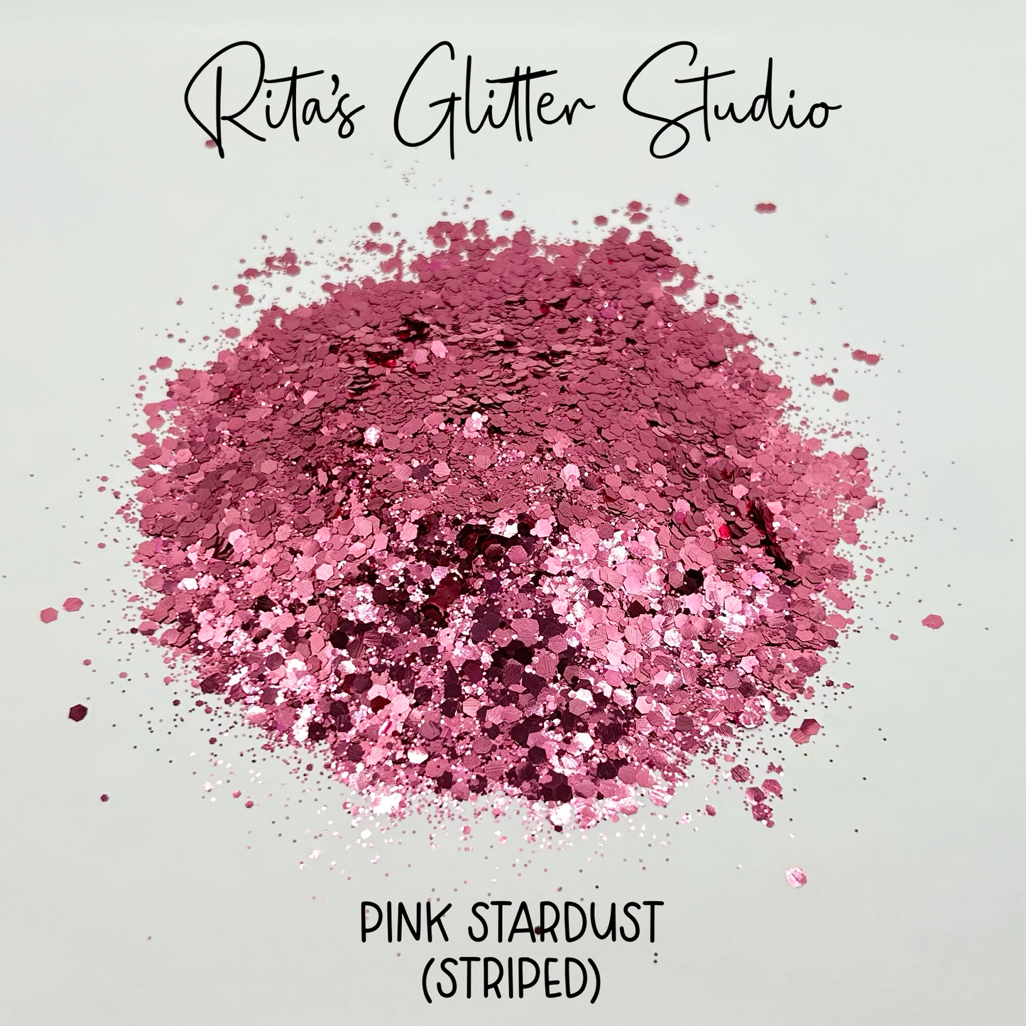 Pink Stardust (striped) - Pink Metallic Glitter