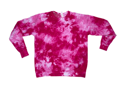 Rose Haze Tie Dye Sweatshirt ~ Pink Adult Crewneck Tie Dye Sweatshirt (Small)