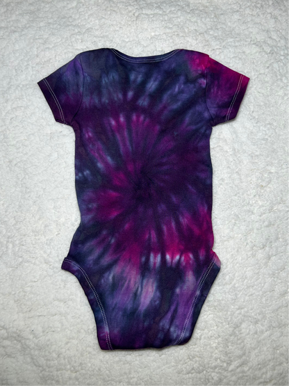Midnight Orchid ~ Pink, Purple & Black Spiral Tie Dye Baby Bodysuit (3-6 months)