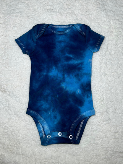 Morning Tide Tie Dye Baby Bodysuit ~ Blue Tie Dye Baby Bodysuit (0-3 Months)