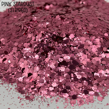 Pink Stardust (striped) - Pink Metallic Glitter