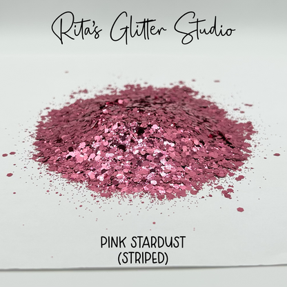 Pink Stardust (striped) - Pink Metallic Glitter