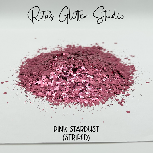 Pink Stardust (striped) - Pink Metallic Glitter