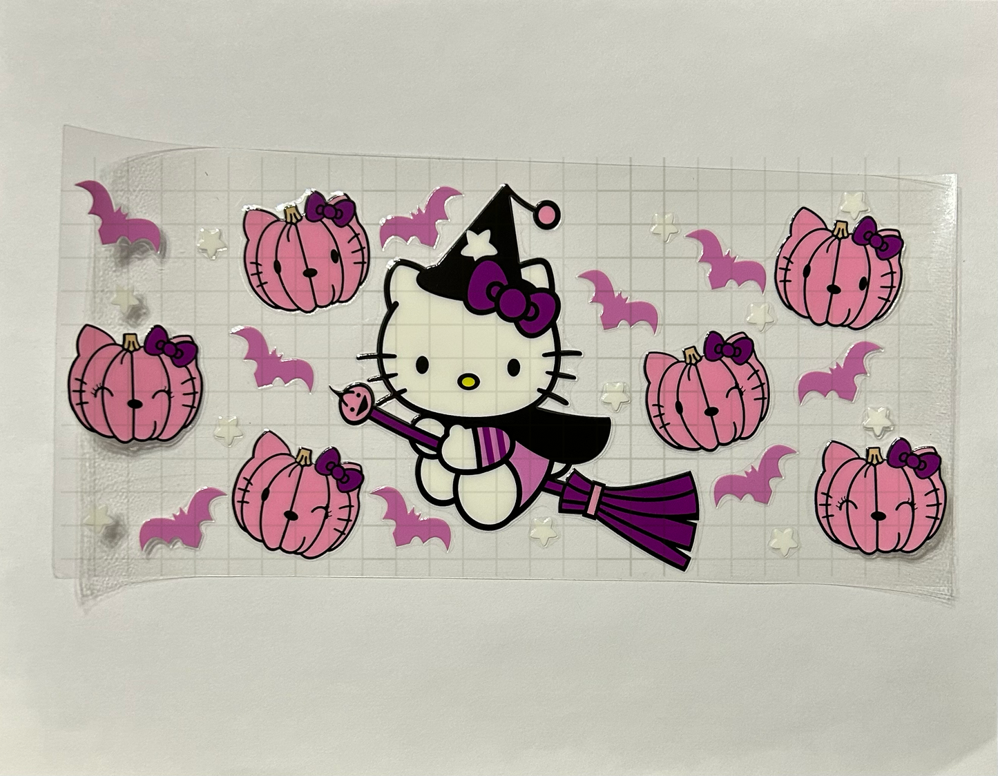 #58 - UV DTF 16 oz cup wrap - Halloween Witch Kitty UV DTF wrap