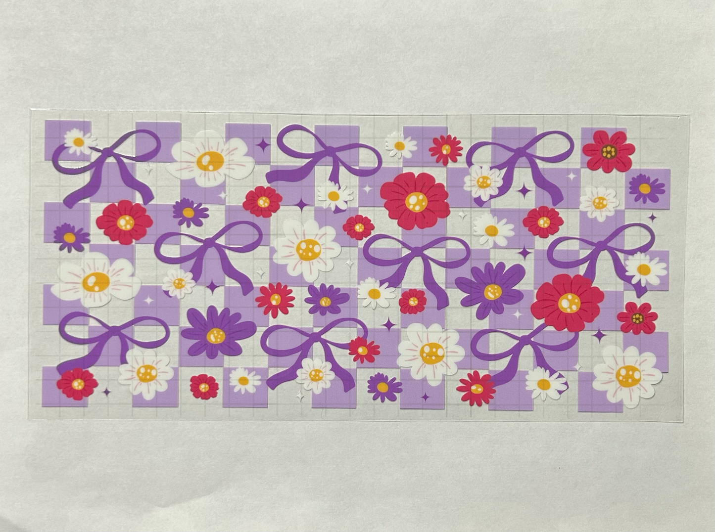 #26 - UV DTF 16 oz cup wrap - Purple bows UV DTF wrap