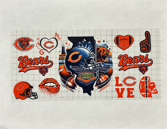 #55 - UV DTF 16 oz cup wrap - Chicago Football UV DTF wrap