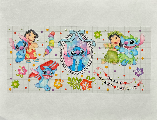 #51 - UV DTF 16 oz cup wrap - Blue Alien UV DTF wrap