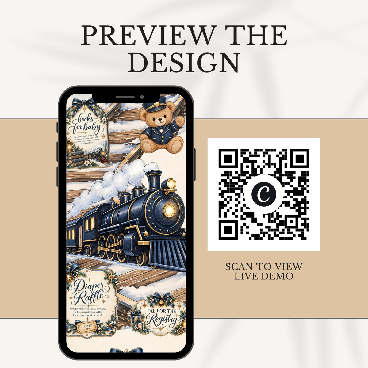 Baby Express Baby Shower Website Invitation, Canva Editable Template