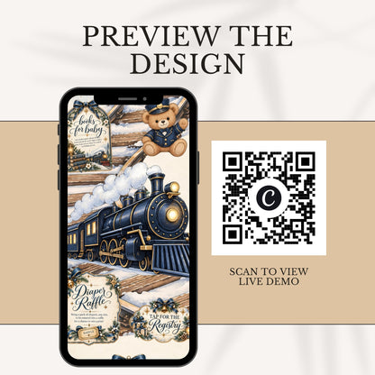 Baby Express Baby Shower Website Invitation, Canva Editable Template